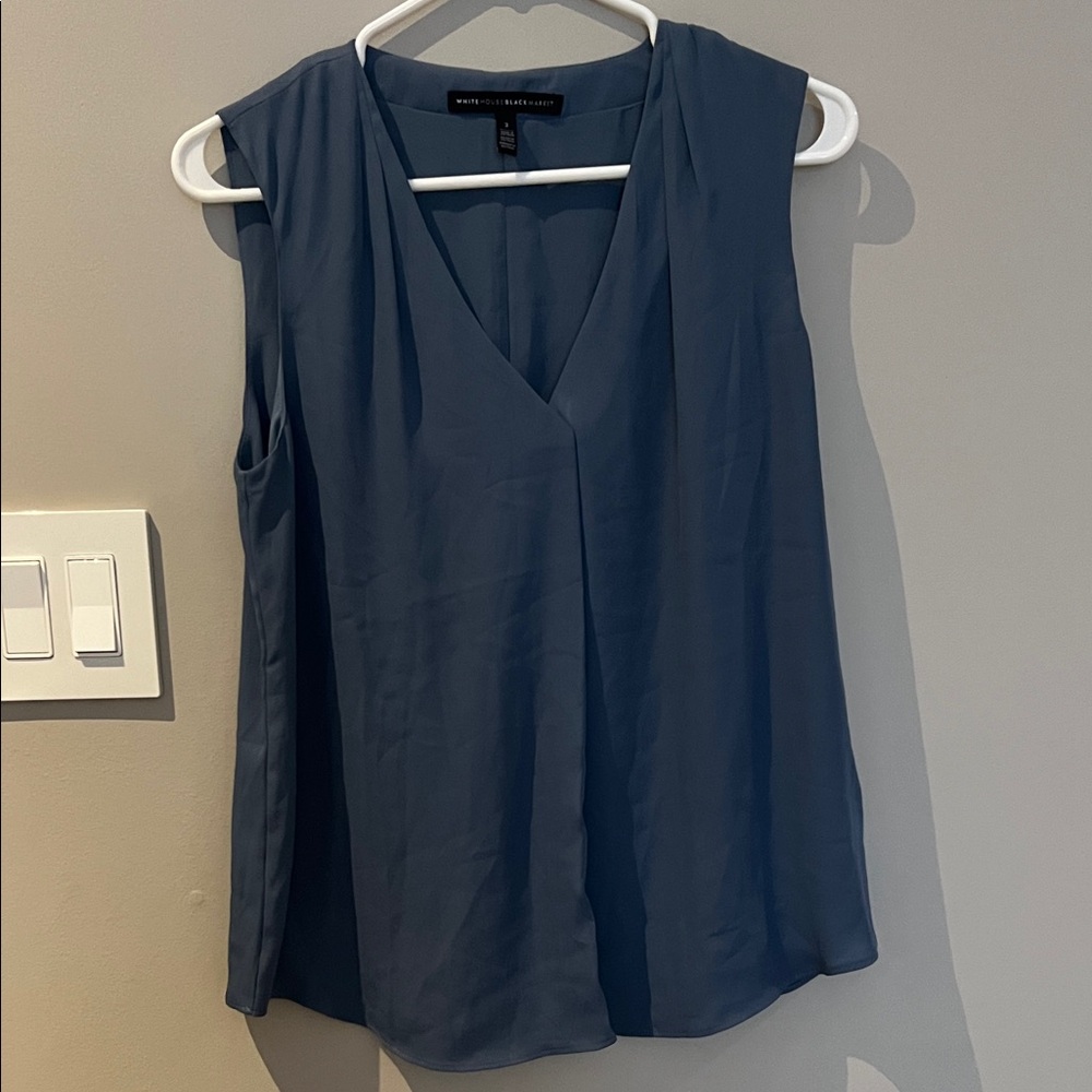 White House Black Market Deep Blue V-Neck Blouse